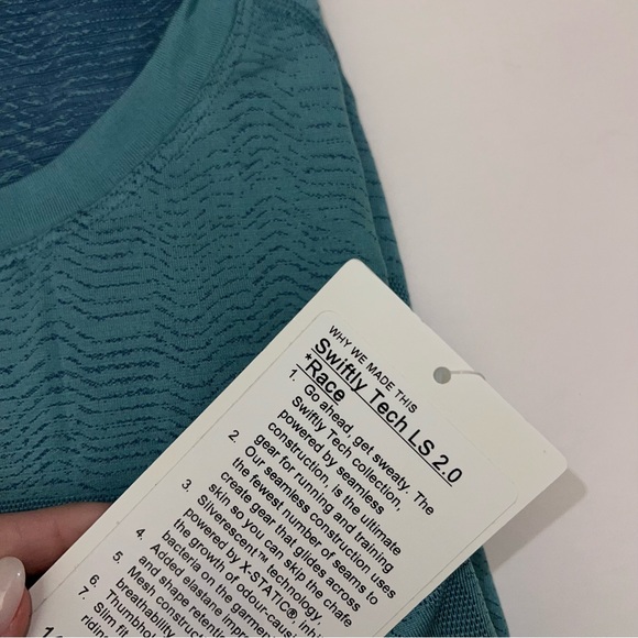 Lululemon Swiftly Tech LS race length Ripple Wave Tidal Teal/Blue Borealis 14 - Picture 6 of 7